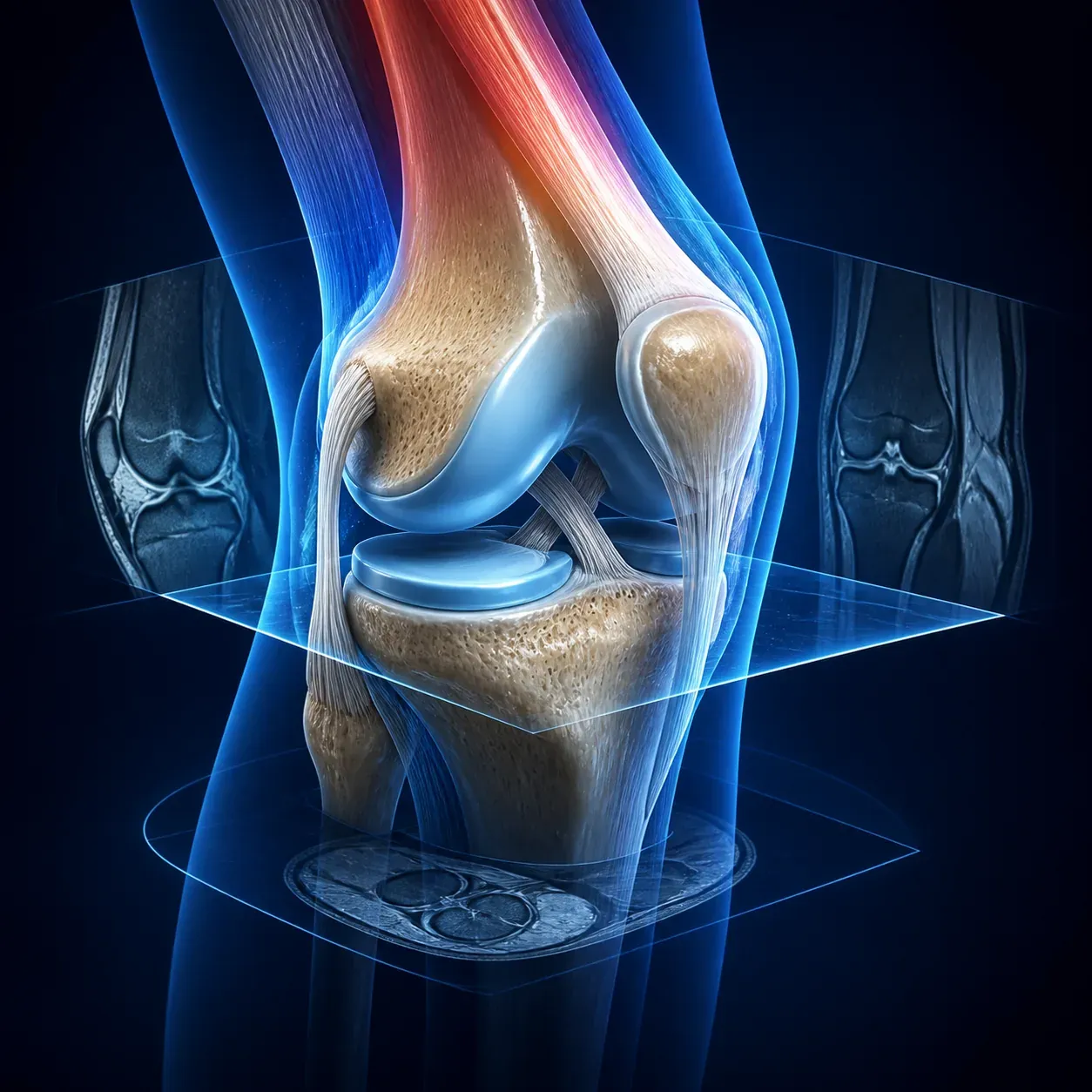 Ilustración médica de articulación de rodilla